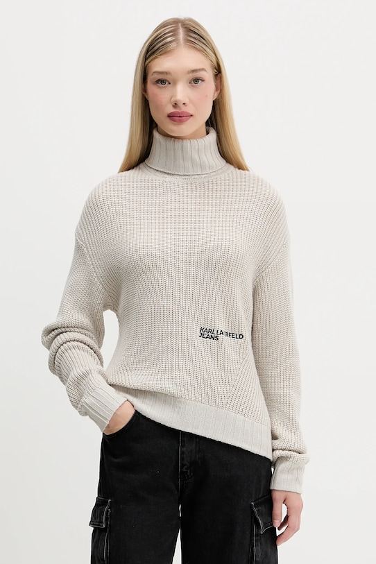 Vlnený sveter Karl Lagerfeld Jeans rolák béžová A4W18020