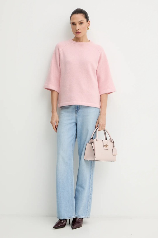 Morgan sweter z domieszką wełny MDELIA różowy AW25