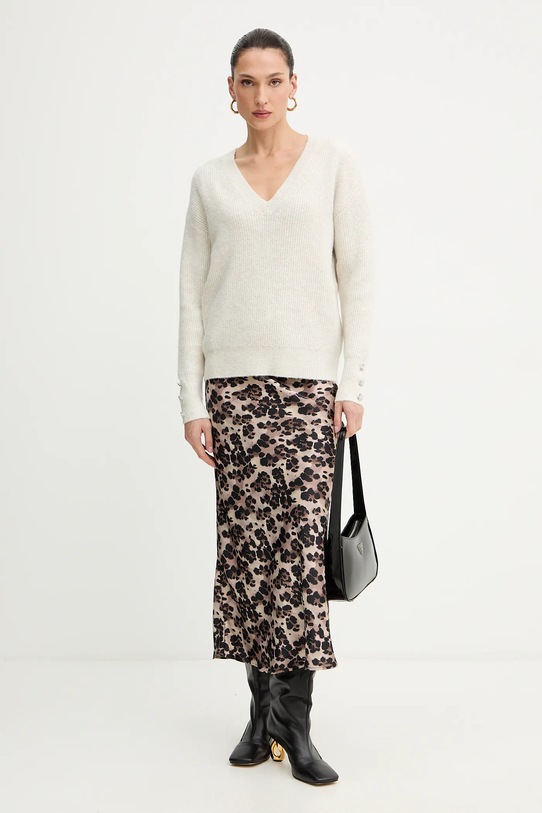 Morgan sweter z domieszką wełny MSTAR beżowy AW25