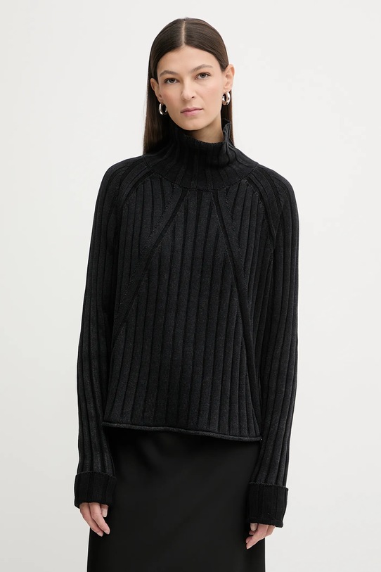 G-Star maglione in cotone 0 scollo a colletto alto nero D27172.D630