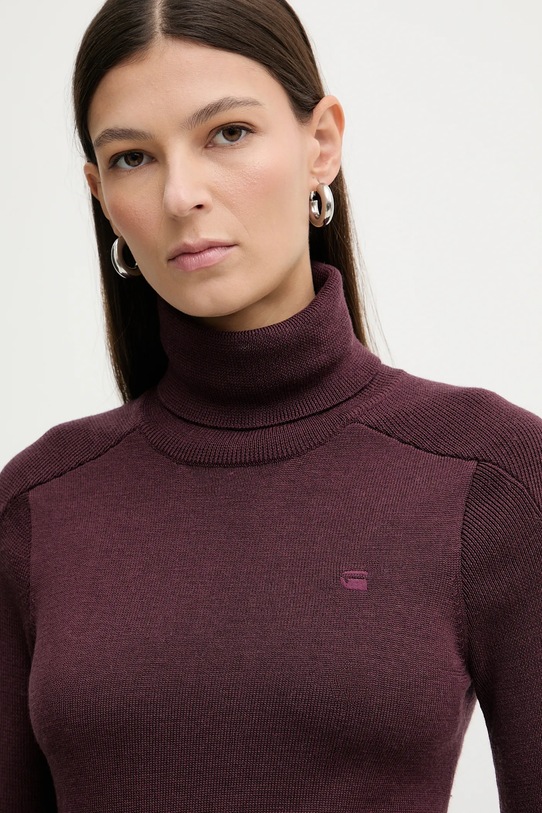 G-Star sweter wełniany 0 bordowy D27713.B692