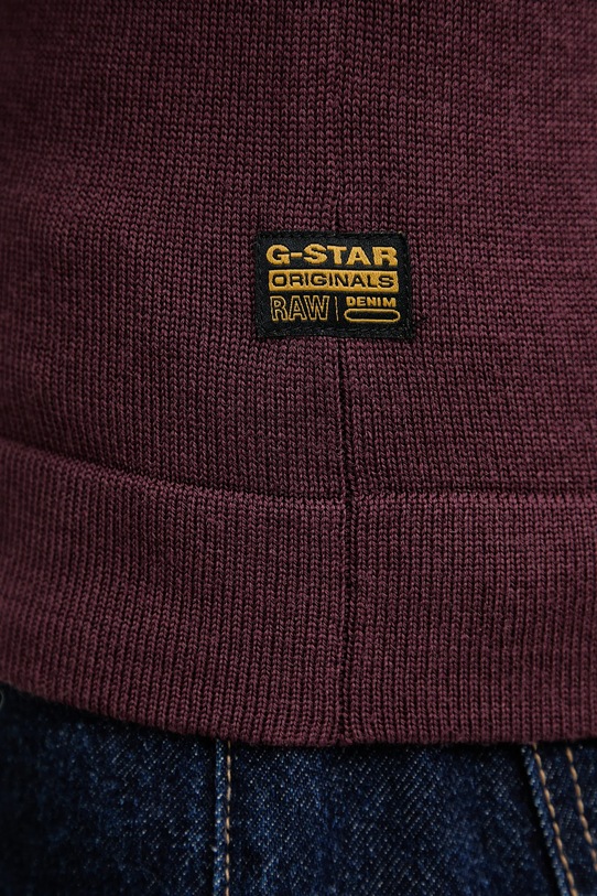 G-Star sweter wełniany 0 D27713.B692 bordowy