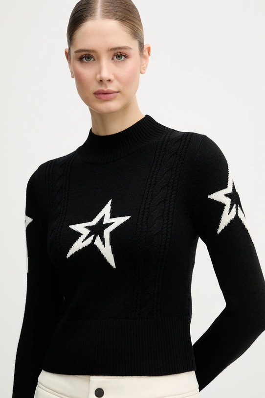 Perfect Moment sweter z wełny merino Cable czarny W3000420