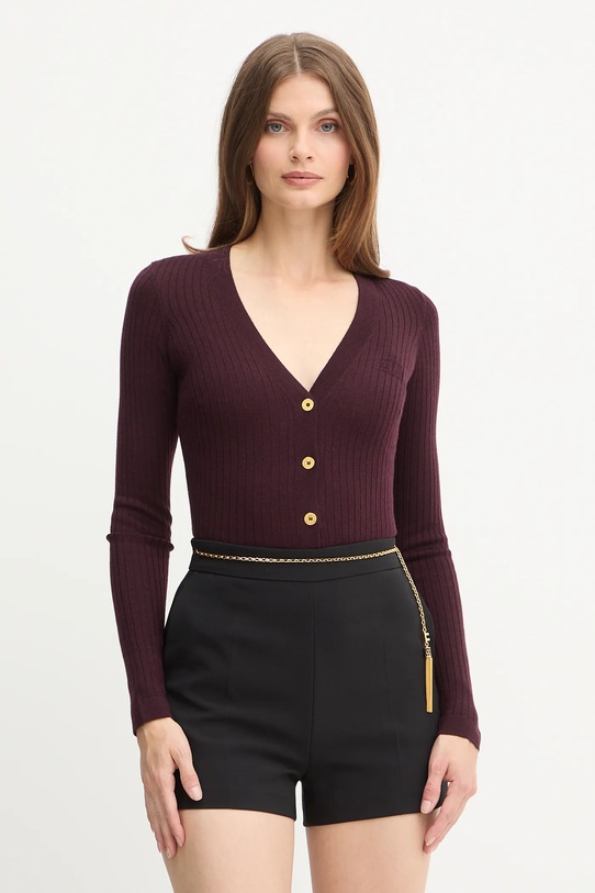 Pulover z dodatkom volne Elisabetta Franchi Tanka bordo MK33S57E2