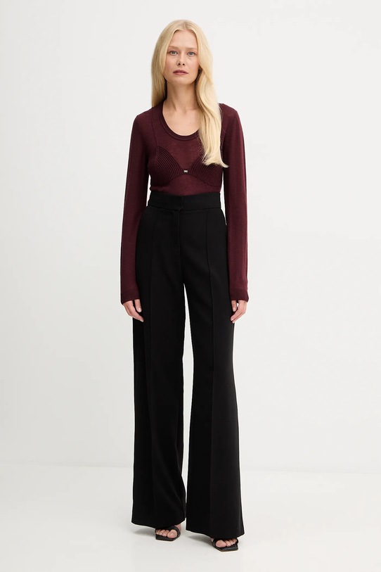 Πουλόβερ με προσθήκη μαλλιού Elisabetta Franchi MK35S57E2 μπορντό AW25