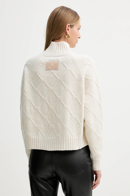 Odzież Elisabetta Franchi sweter wełniany MK55T57E2 beżowy