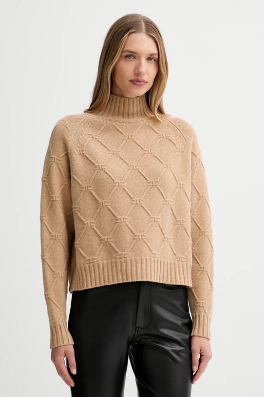 Elisabetta Franchi sweter wełniany wełna beżowy MK55T57E2