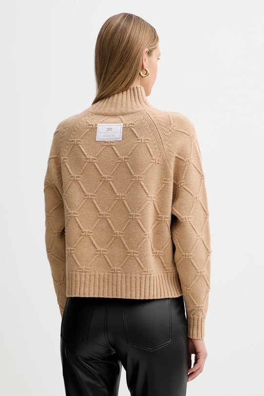 Odzież Elisabetta Franchi sweter wełniany MK55T57E2 beżowy