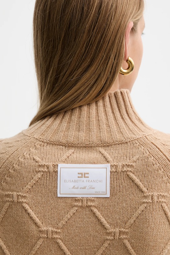 Elisabetta Franchi sweter wełniany MK55T57E2 beżowy