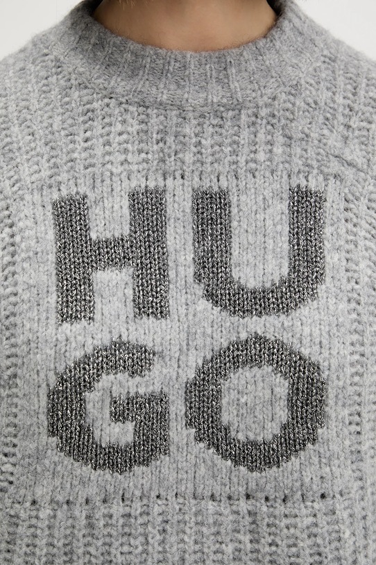 HUGO sweter z dodatkiem wełny 50548245 szary