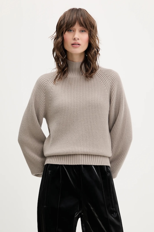 Светр з вовною HUGO середньої щільності коричневий 50548292