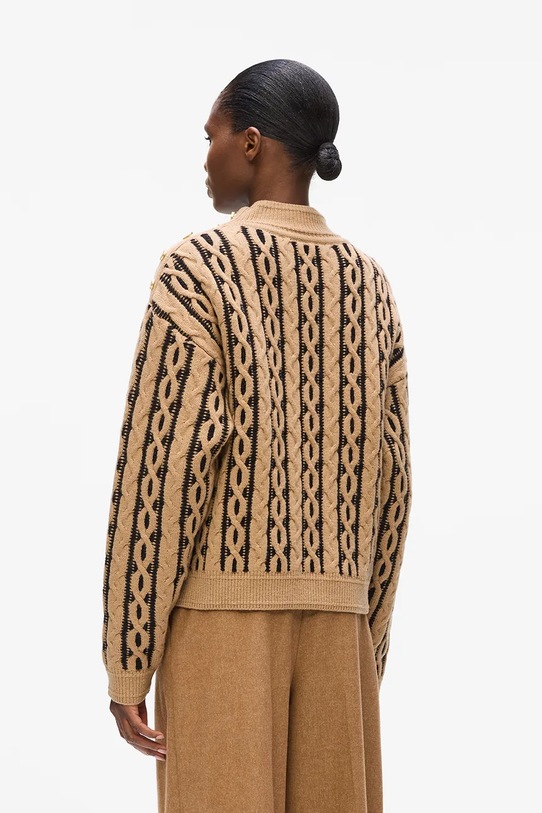 Karl Lagerfeld sweter z dodatkiem wełny A4W18039 brązowy AW25