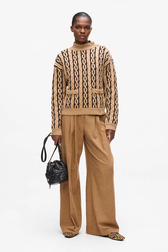Karl Lagerfeld sweter z dodatkiem wełny brązowy A4W18039