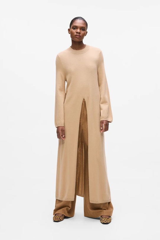 Karl Lagerfeld sweter z wełną okrągły beżowy A4W18048