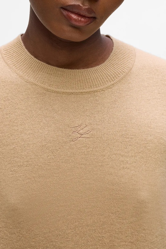 Odzież Karl Lagerfeld sweter z wełną A4W18048 beżowy