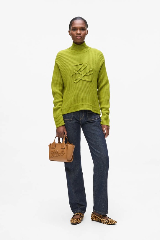 Karl Lagerfeld pulover de lână verde A4W18051