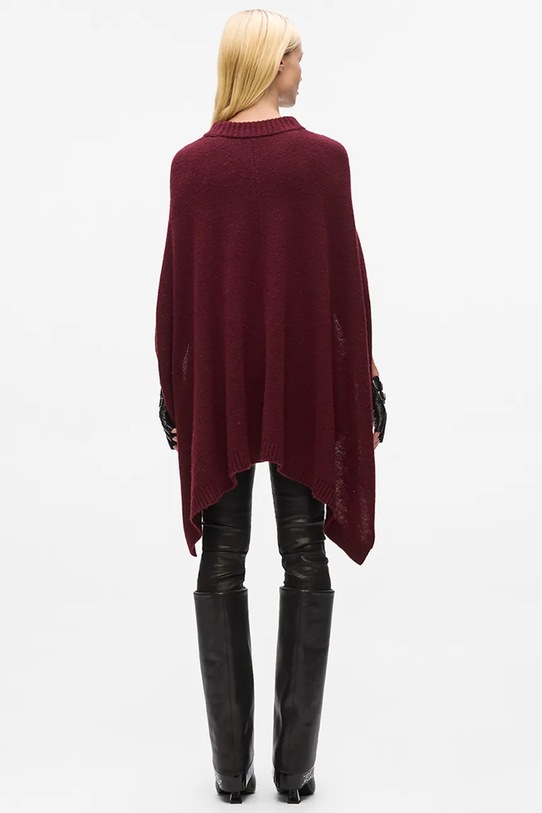 Karl Lagerfeld poncho wełniane A4W18047 bordowy AW25