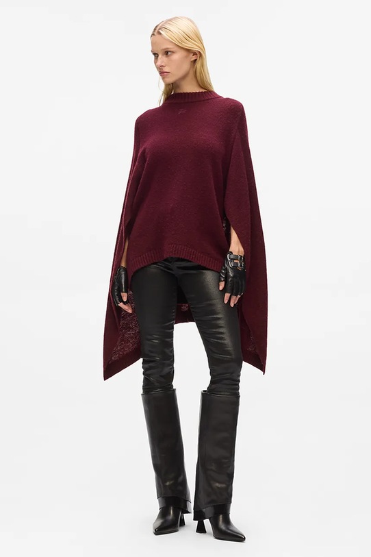 Karl Lagerfeld poncho wełniane bordowy A4W18047
