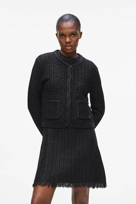 Kardigán s prímesou vlny Karl Lagerfeld s prímesou vlny čierna A4W18055