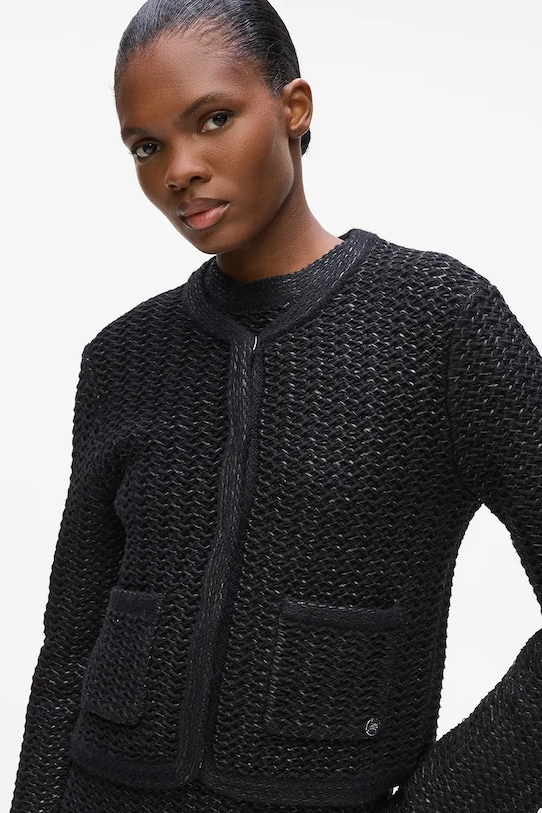 Oblečenie Kardigán s prímesou vlny Karl Lagerfeld A4W18055 čierna