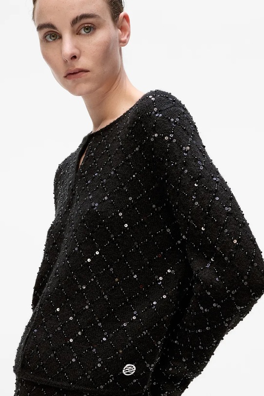 Kardigán s prímesou vlny Karl Lagerfeld A4W18057 čierna AW25