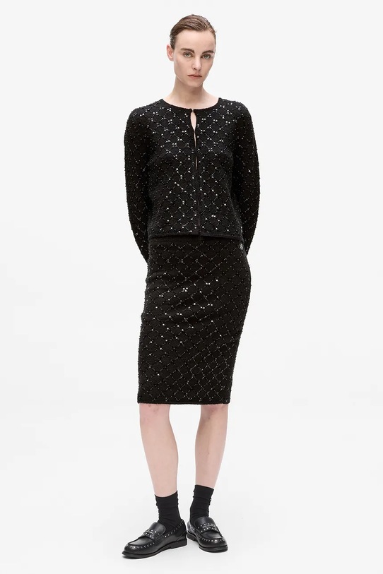 Oblečenie Kardigán s prímesou vlny Karl Lagerfeld A4W18057 čierna