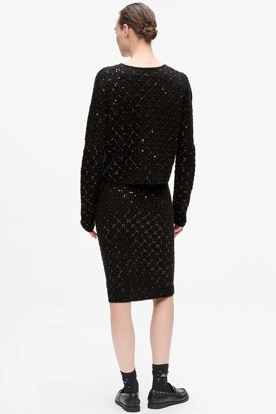 Kardigán s prímesou vlny Karl Lagerfeld čierna A4W18057