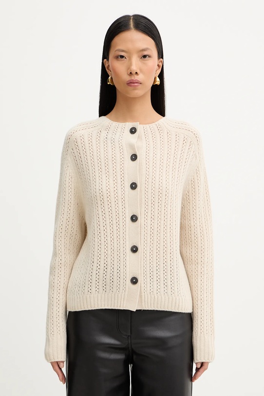 Marc O'Polo sweter wełniany wełna beżowy 508605460209