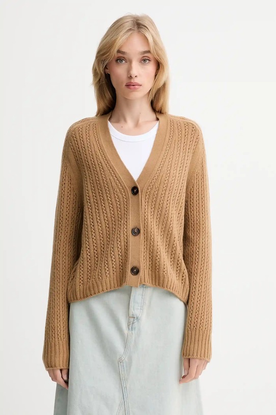 Marc O'Polo cardigan din lână uni bej 508605461075