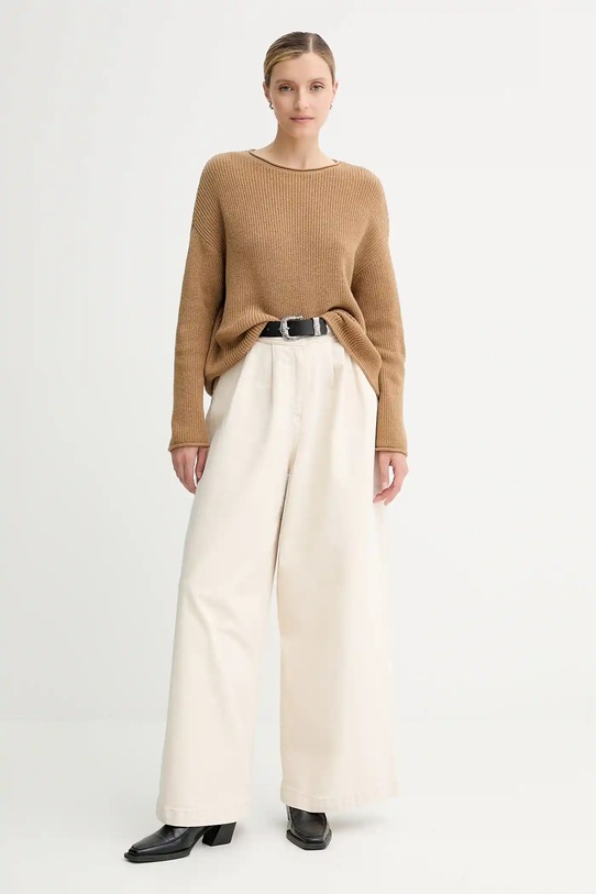 Marc O'Polo sweter bawełniany 508605960171 beżowy AW25