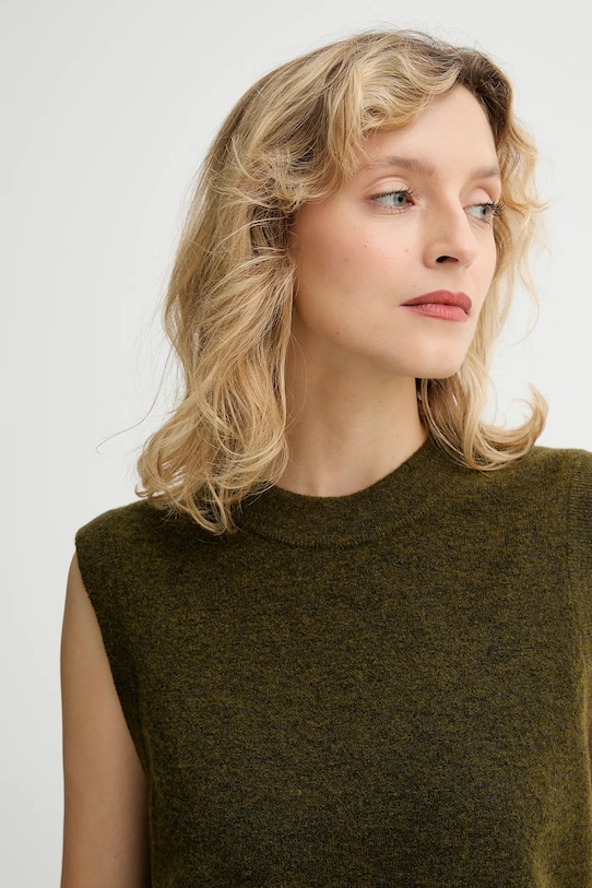 Marc O'Polo kamizelka z domieszką wełny zielony 5000006924