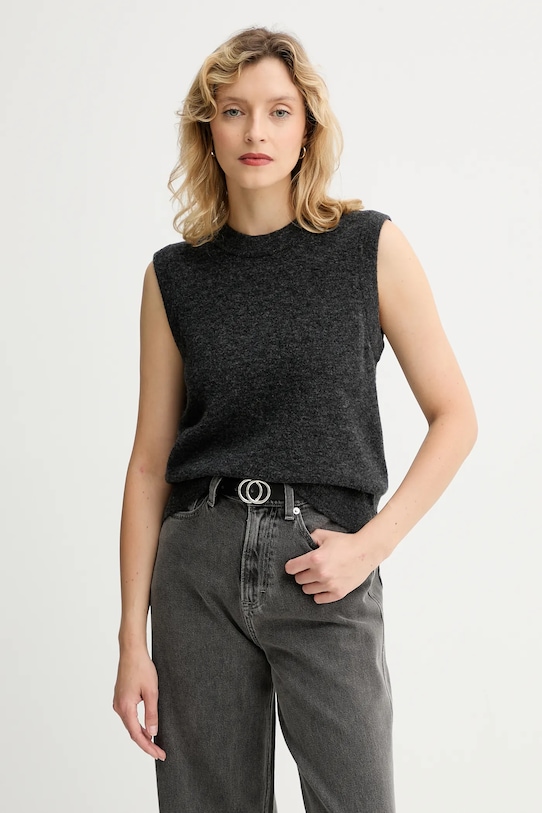 Marc O'Polo kamizelka z domieszką wełny okrągły szary 5000006924