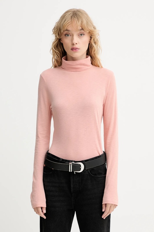 Marc O'Polo top a maniche lunghe in cotone slim rosa 5000007063
