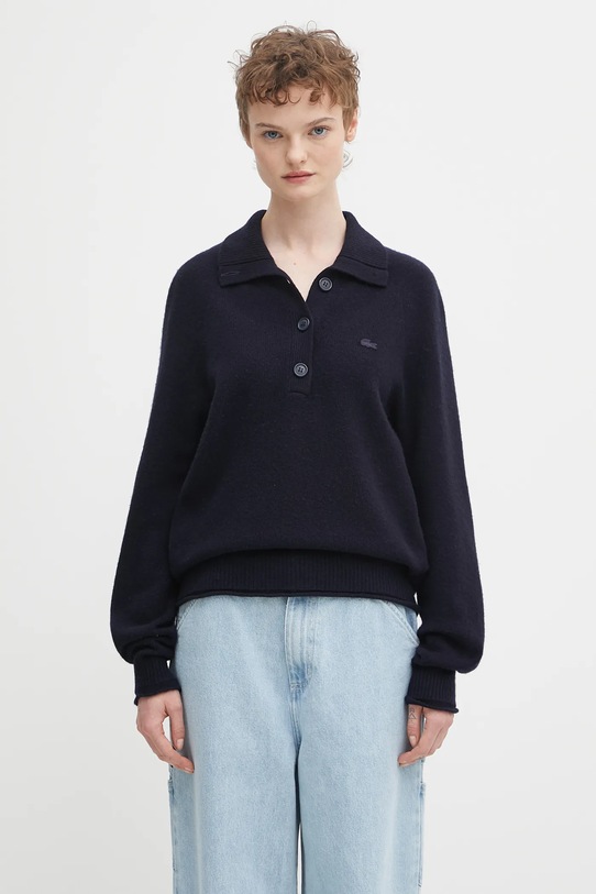 Lacoste sweter wełniany Planet friendly granatowy AF4010