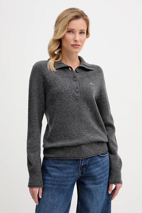 Lacoste sweter wełniany wełna szary AF4010