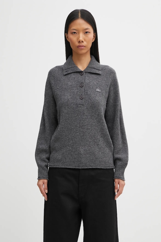 Lacoste maglione in lana semplice grigio AF4010