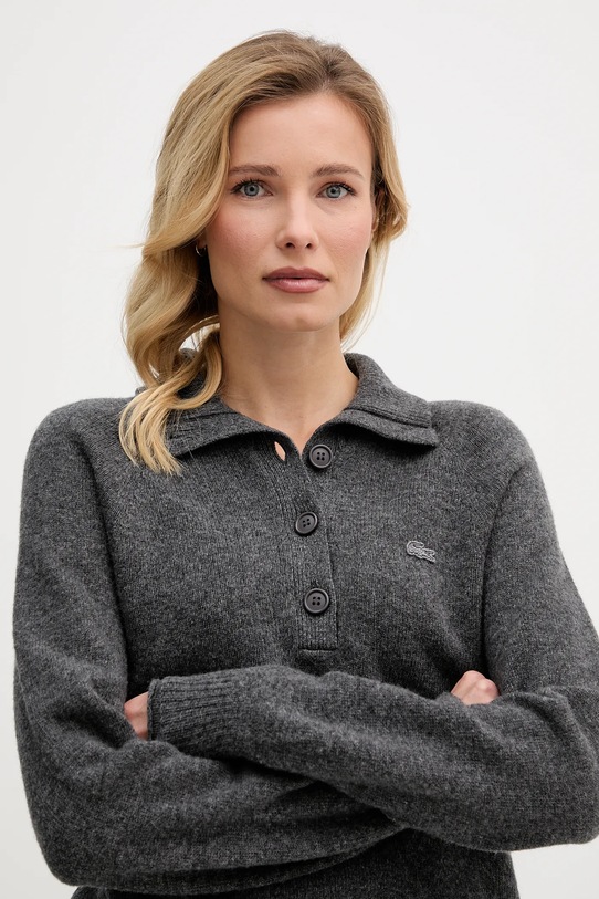 Lacoste sweter wełniany szary AF4010