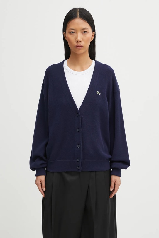 Lacoste kardigan z dodatkiem wełny Planet friendly granatowy AF4143