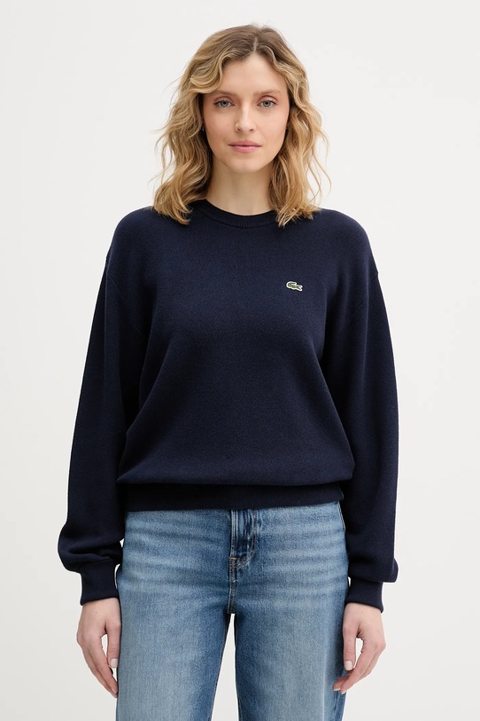 Lacoste sweter z wełną okrągły granatowy AF4158