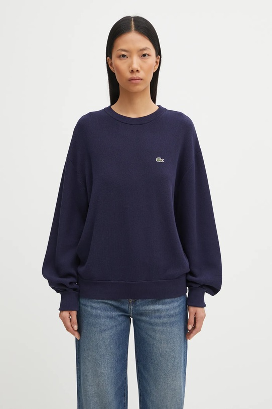 Lacoste pulover de lână rotund bleumarin AF4158