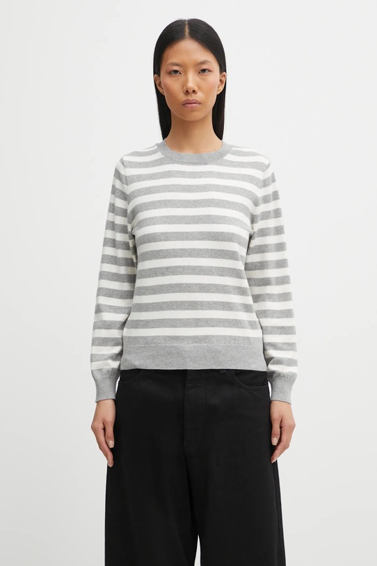 Barbour sweter z domieszką kaszmiru Lois Knitted Jumper drobny wzór szary LKN1707WH51