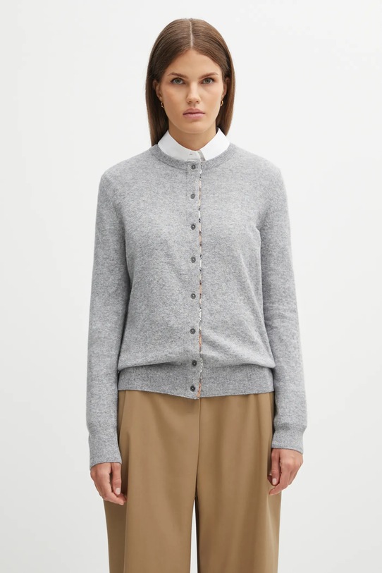 Barbour kardigan z dodatkiem wełny Pendle Knitted Cardigan cienka szary LKN1076GY71