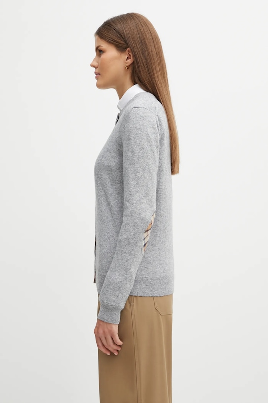 Barbour kardigan z dodatkiem wełny Pendle Knitted Cardigan LKN1076GY71 szary AW25