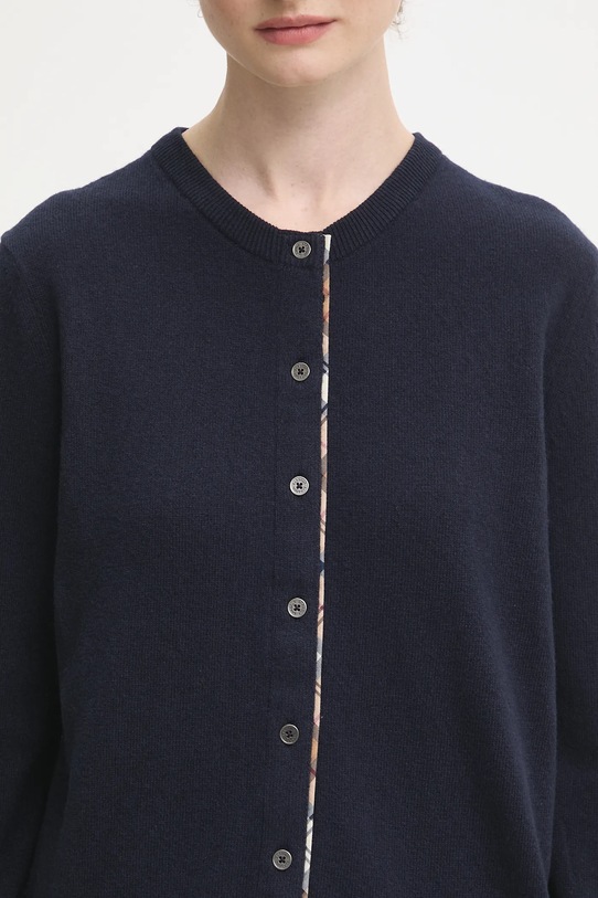Barbour kardigan z dodatkiem wełny Pendle Knitted Cardigan granatowy LKN1076NY78