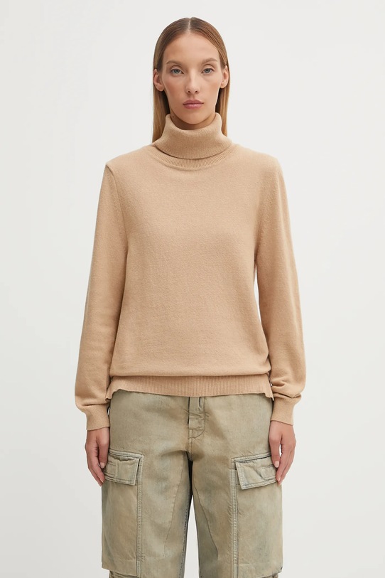 Barbour wool blend jumper Pendle Roll Collar Knitted Jumper medium thickness beige LKN1077BE12
