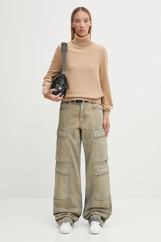 Vuneni pulover Barbour Pendle Roll Collar Knitted Jumper LKN1077BE12 bež