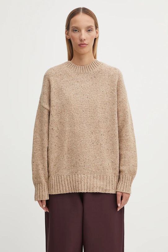 Vuneni pulover Barbour Lavensdale Crew Knitted Jumper melanž smeđa LKN1569YE55