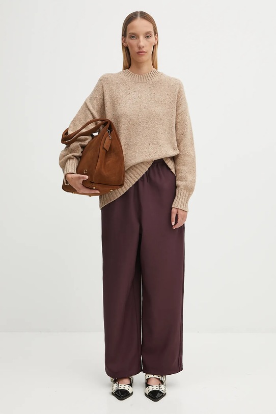 Vuneni pulover Barbour Lavensdale Crew Knitted Jumper LKN1569YE55 smeđa