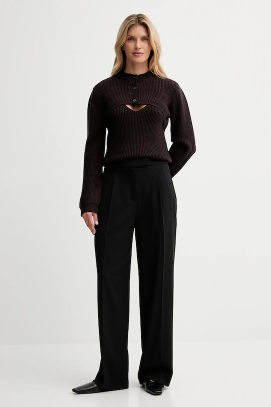 ISABELLE BLANCHE kardigan z dodatkiem wełny IS25FW.M123.F005.MOD brązowy AW25