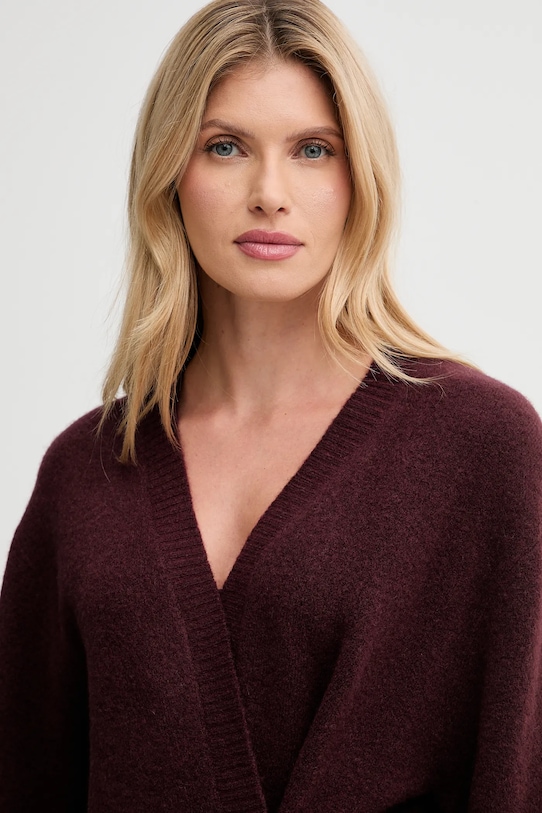 ISABELLE BLANCHE kardigan z dodatkiem wełny bordowy IS25FW.M152.F007